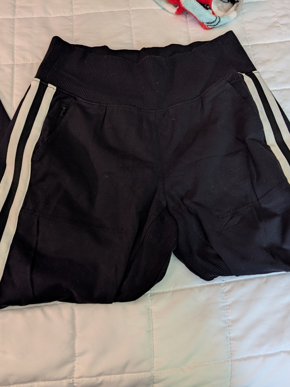 Black Athletic Pants with White Side Stripes
